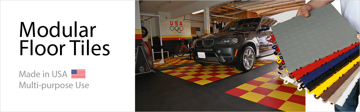 BlockTile Interlocking Floor Tiles - Coin Top - Garage