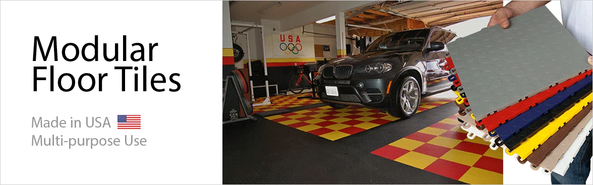 BlockTile Interlocking Floor Tiles - Coin Top - Garage