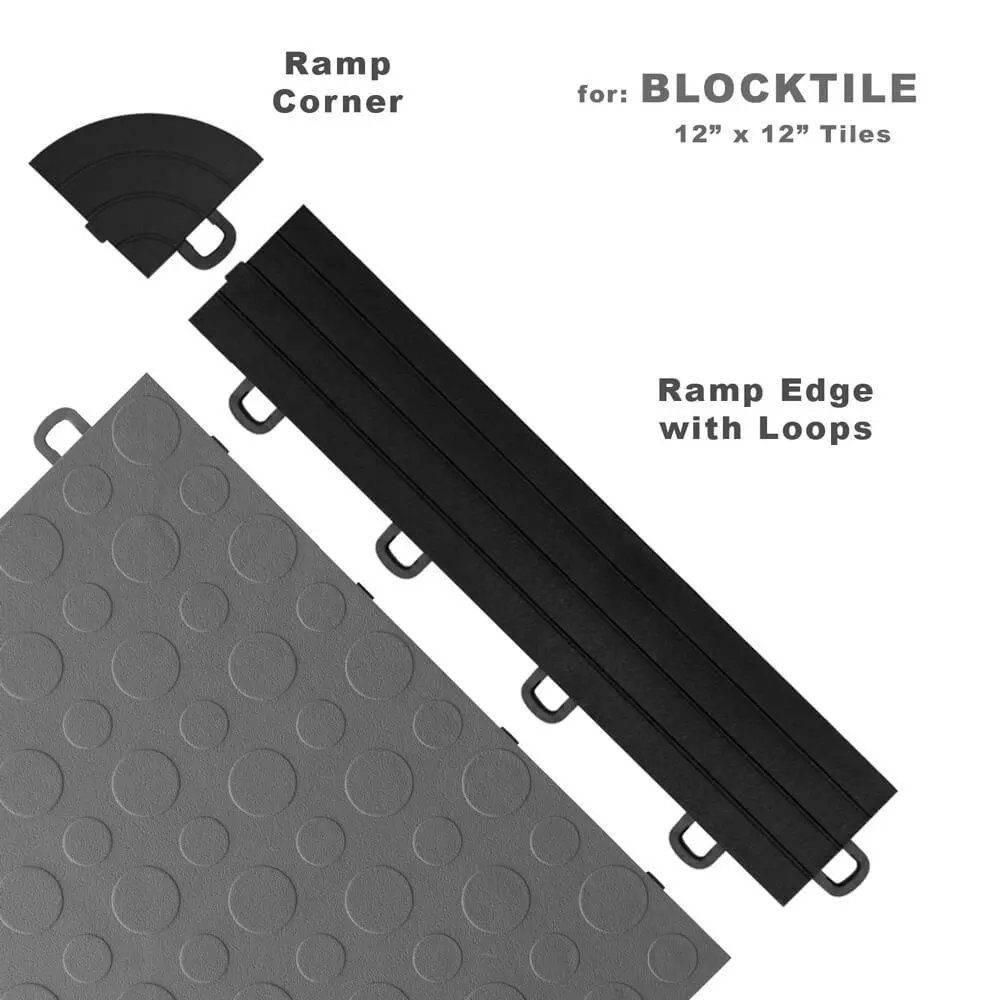 BlockTile Interlocking Ramp Edges without Loops, 12 Edges and 2 Corners BlockTile Interlocking Ramp Edges without Loops, 12 Edges and 2 Corners