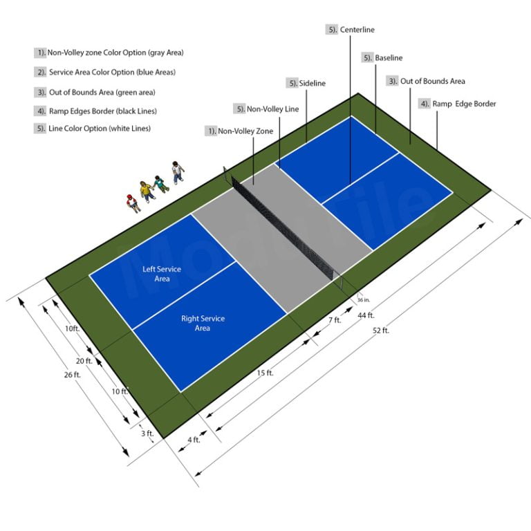 Pickleball Court Flooring, Kit, 26x52 BlockTile